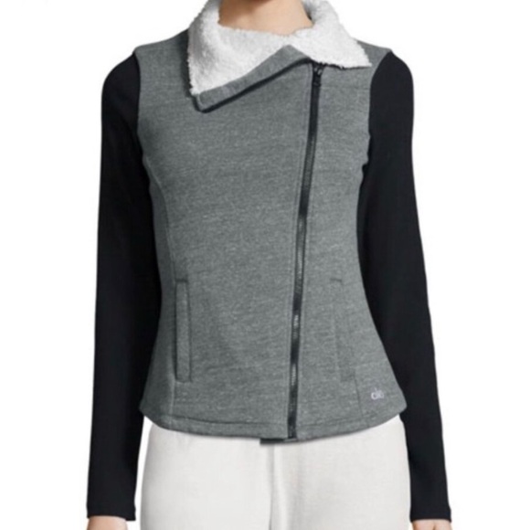 ALO Yoga Tops - Alo Yoga Tao Asymmetric-Zip Jacket Coat Zip Up Grey fleece lining small